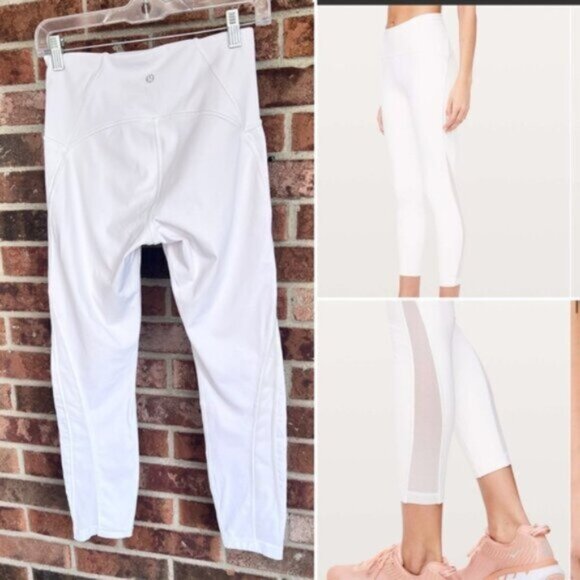 Lululemon Train Times 7/8 Pant Leggings White  Full-On® Luxtreme Mesh EUC - Picture 1 of 16